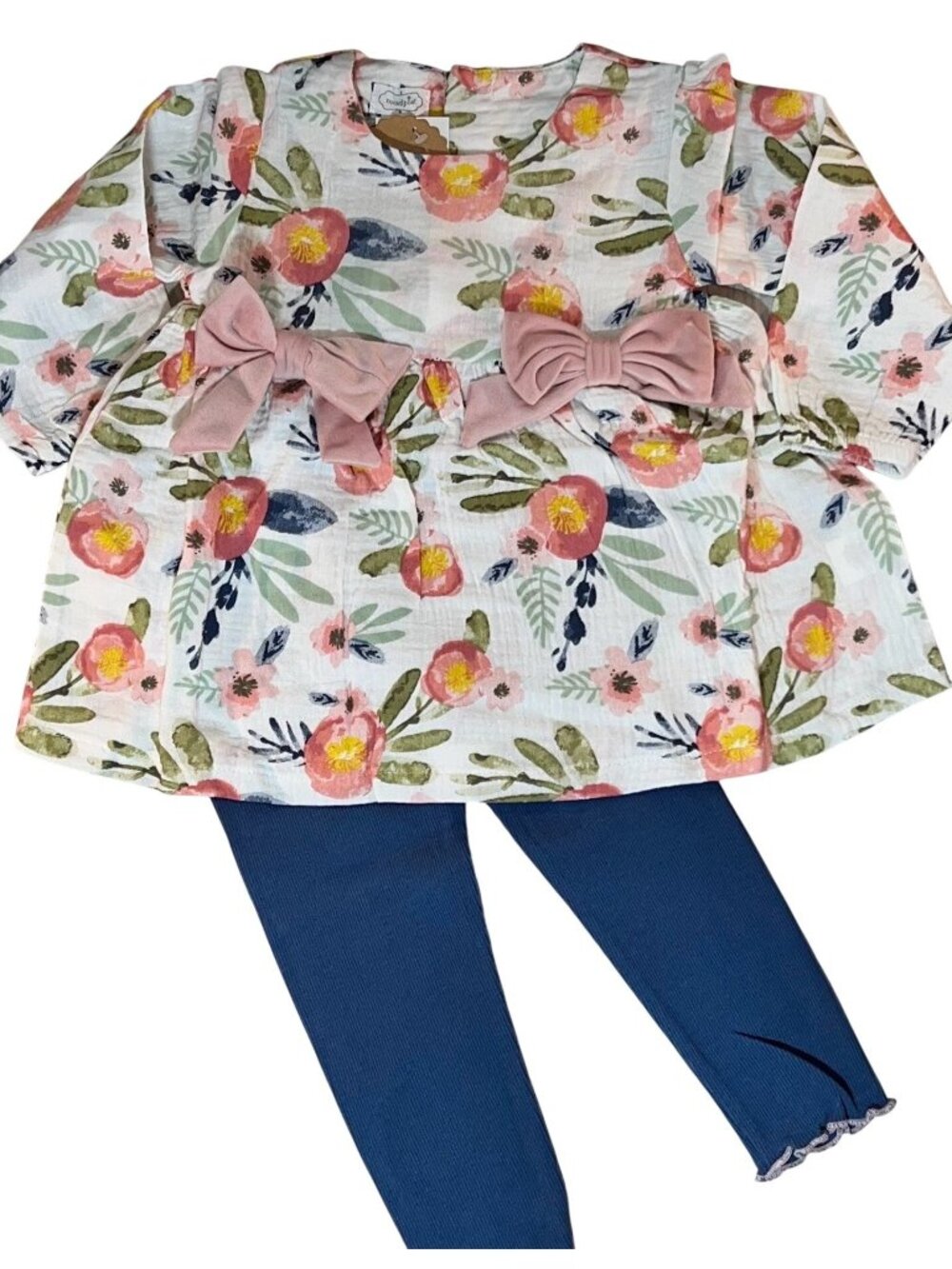 Mud Pie floral gauze tunic leggings 2pc SET 24m 2T 5T NWT velvet pink blue